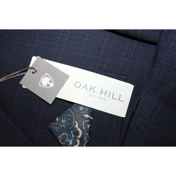 Oak Hill Sport Coat Mens Blue Glen Plaid Stretch Blazer Pocket Square 3XL 54-56 - Picture 5 of 11